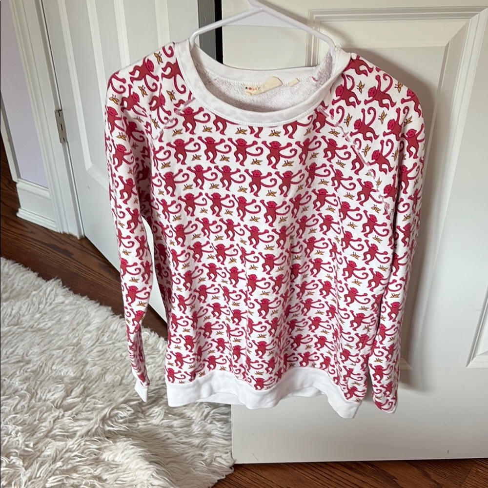 Roller Rabbit White and Pink Monkey Sweater